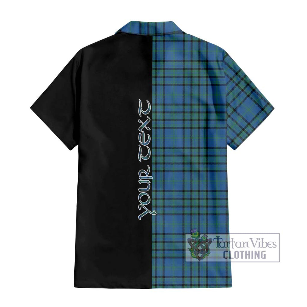 Matheson Hunting Ancient Tartan Short Sleeve Button Shirt with Family Crest and Half Of Me Style - Tartanvibesclothing Shop