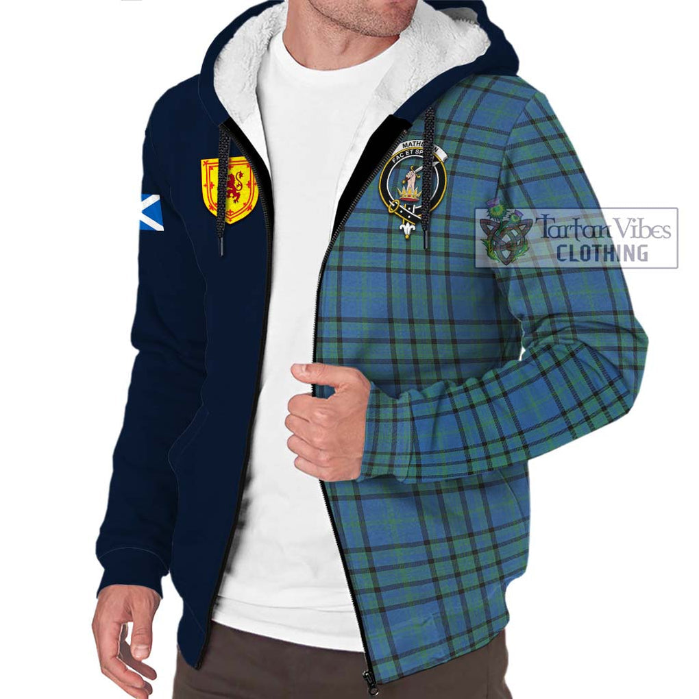 Tartan Vibes Clothing Matheson Hunting Ancient Tartan Sherpa Hoodie with Scottish Lion Royal Arm Half Style