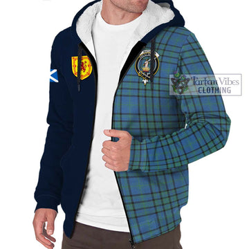 Matheson Hunting Ancient Tartan Sherpa Hoodie Alba with Scottish Lion Royal Arm Half Style