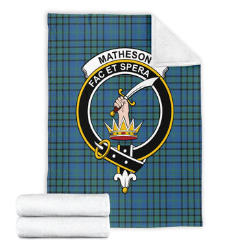 Matheson Hunting Ancient Tartan Blanket with Family Crest