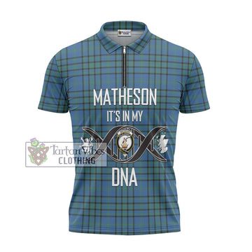 Matheson Hunting Ancient Tartan Zipper Polo Shirt with Family Crest DNA In Me Style