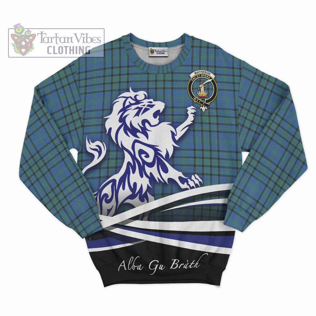 Matheson Hunting Ancient Tartan Sweatshirt with Alba Gu Brath Regal Lion Emblem - Tartanvibesclothing Shop