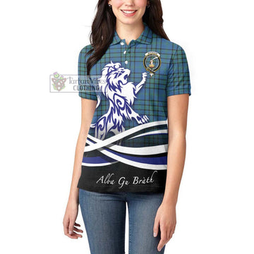 Matheson Hunting Ancient Tartan Women's Polo Shirt with Alba Gu Brath Regal Lion Emblem