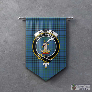 Matheson Hunting Ancient Tartan Gonfalon, Tartan Banner with Family Crest