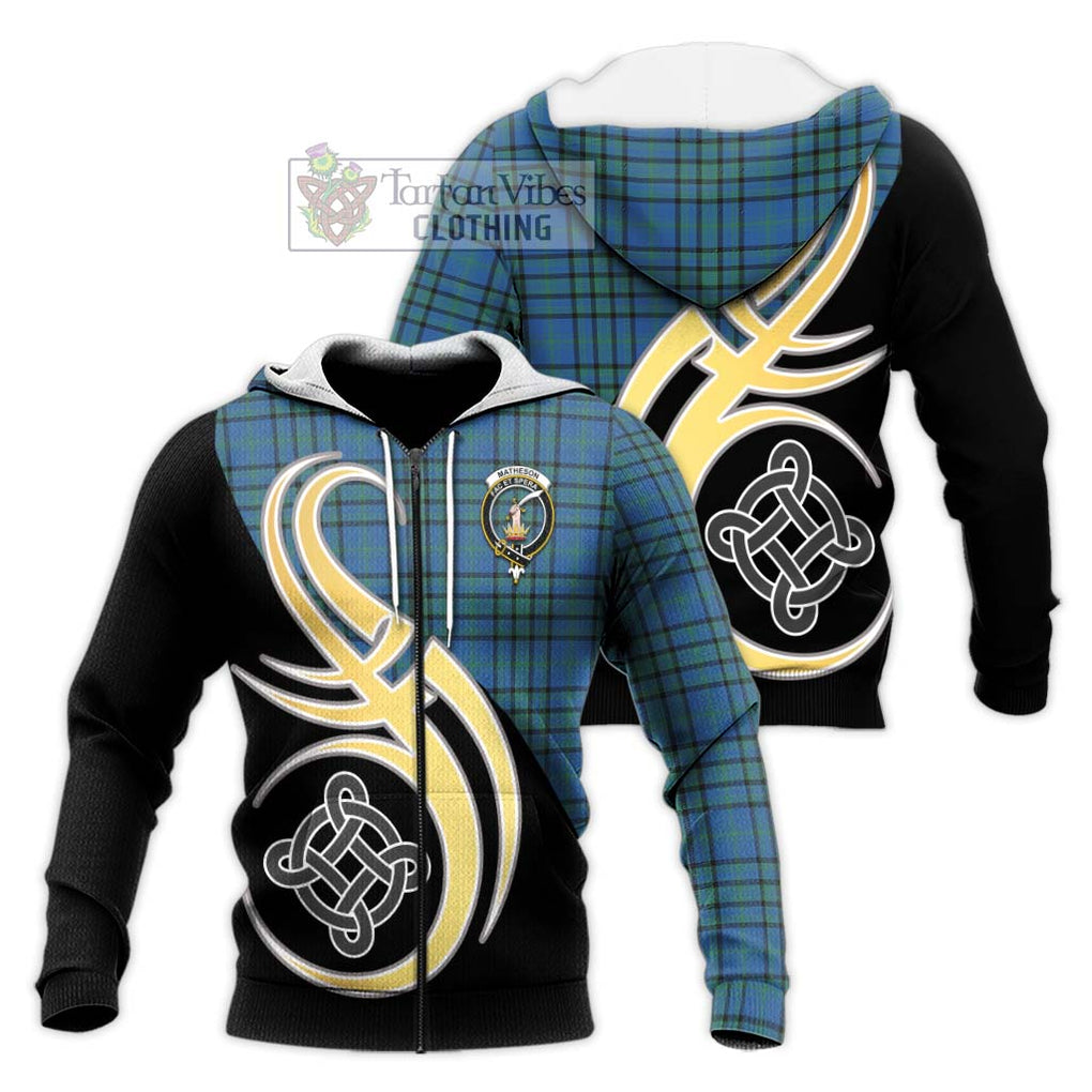 Matheson Hunting Ancient Tartan Knitted Hoodie with Family Crest and Celtic Symbol Style Unisex Knitted Zip Hoodie - Tartan Vibes Clothing