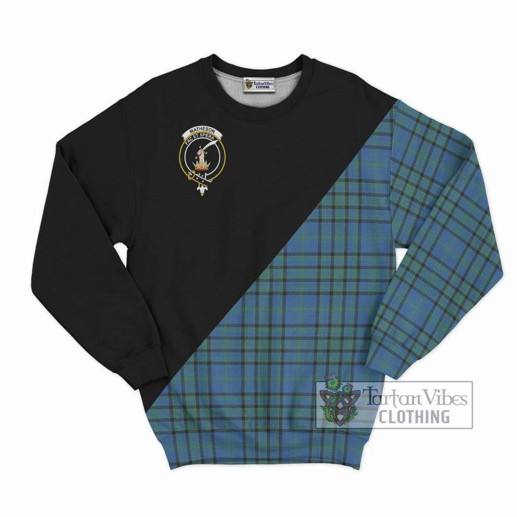 Matheson Hunting Ancient Tartan Sweatshirt with Family Crest and Military Logo Style - Tartanvibesclothing Shop