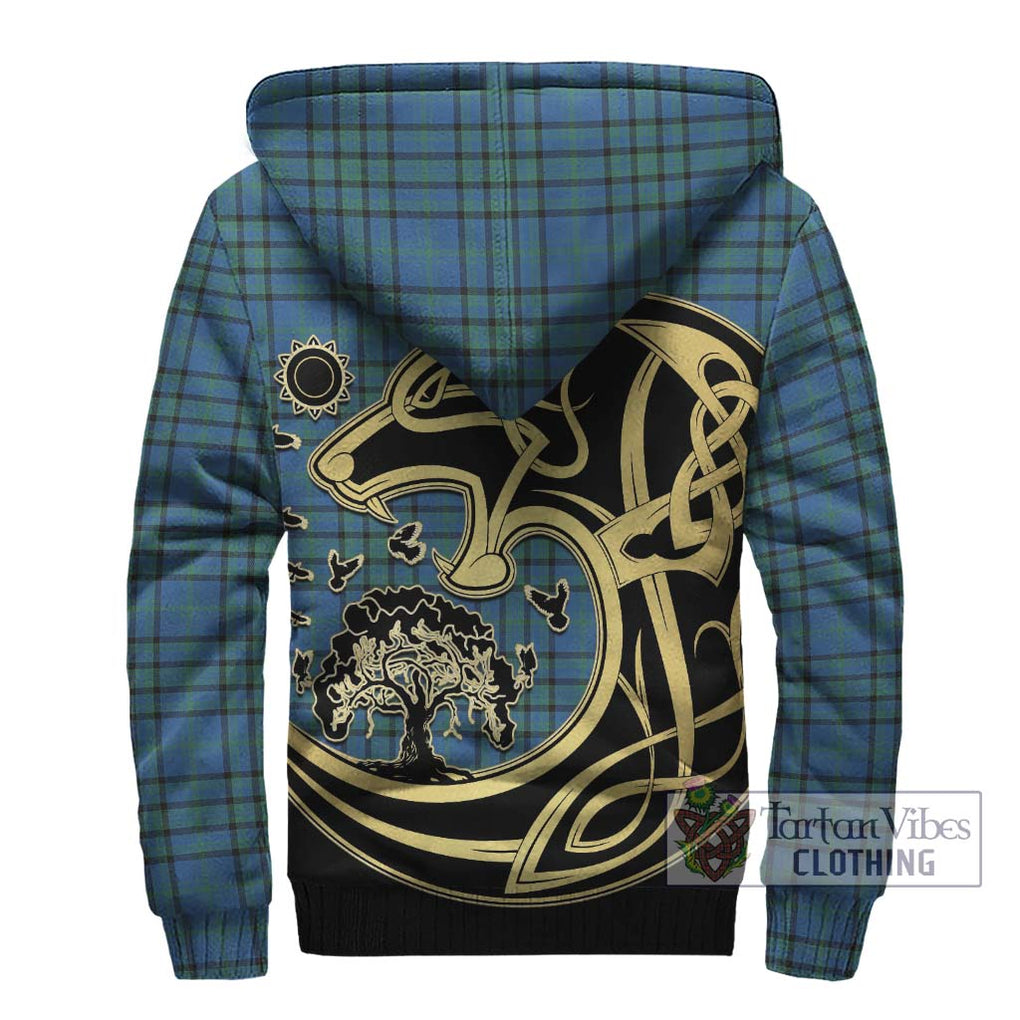 Matheson Hunting Ancient Tartan Sherpa Hoodie with Family Crest Celtic Wolf Style - Tartan Vibes Clothing