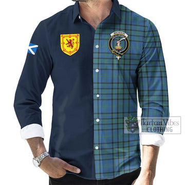 Matheson Hunting Ancient Tartan Long Sleeve Button Shirt with Scottish Lion Royal Arm Half Style