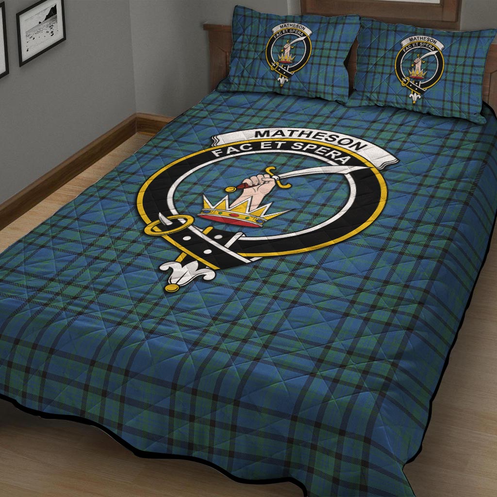 Matheson Hunting Ancient Tartan Quilt Bed Set with Family Crest - Tartan Vibes Clothing