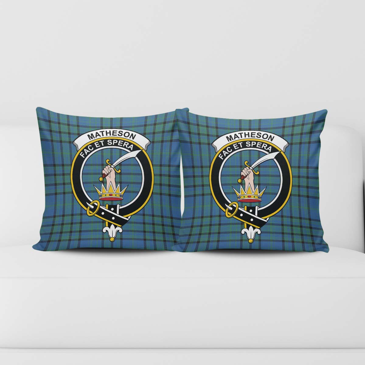 Matheson Hunting Ancient Tartan Pillow Cover with Family Crest - Tartanvibesclothing