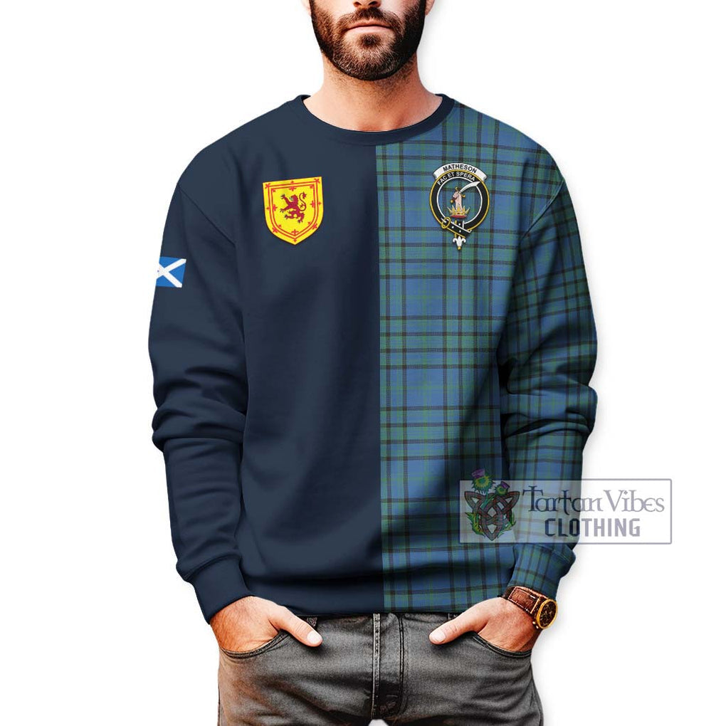 Tartan Vibes Clothing Matheson Hunting Ancient Tartan Sweatshirt with Scottish Lion Royal Arm Half Style