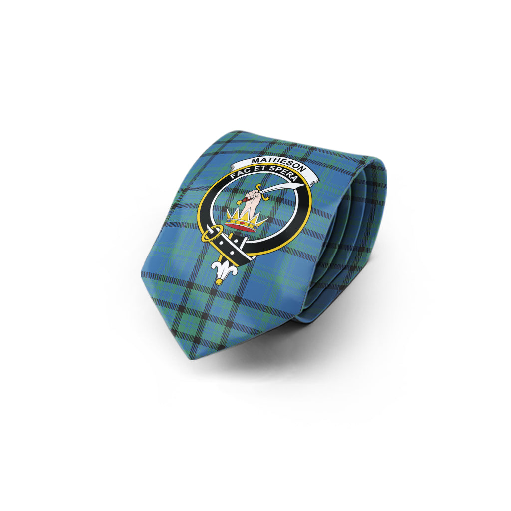 Matheson Hunting Ancient Tartan Classic Necktie with Family Crest - Tartan Vibes Clothing