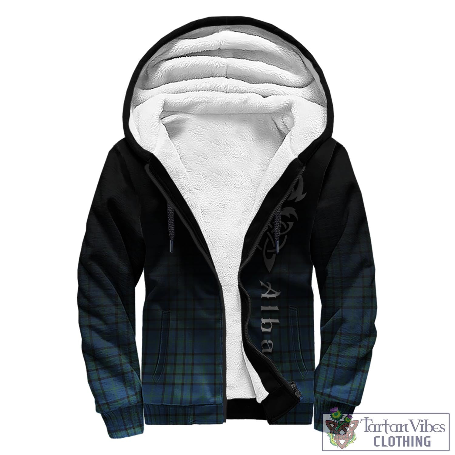 Tartan Vibes Clothing Matheson Hunting Ancient Tartan Sherpa Hoodie Featuring Alba Gu Brath Family Crest Celtic Inspired