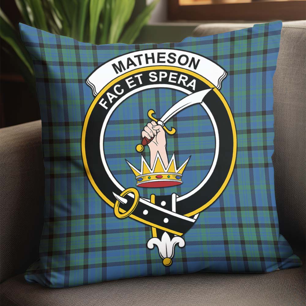 Matheson Hunting Ancient Tartan Pillow Cover with Family Crest - Tartanvibesclothing