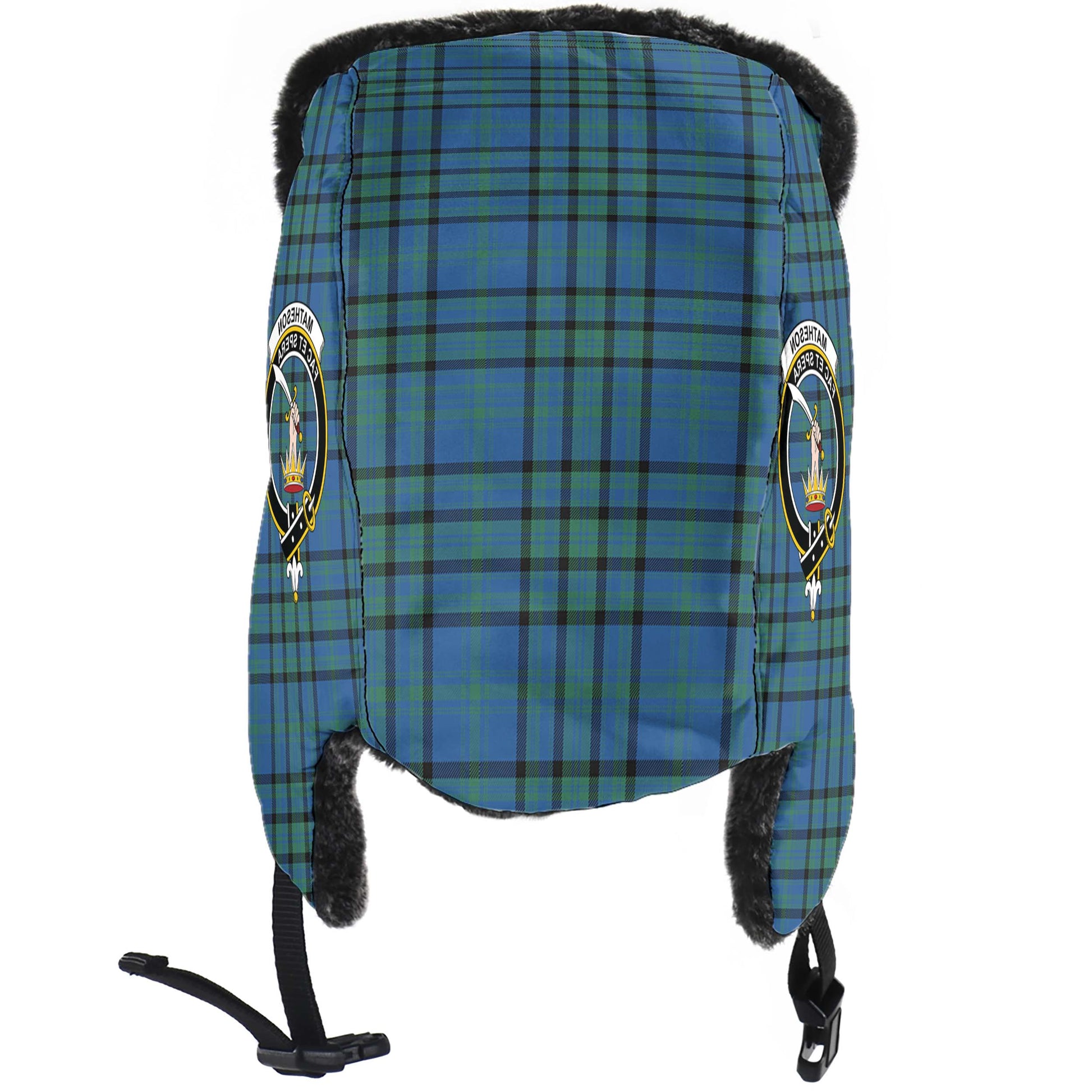 Matheson Hunting Ancient Tartan Winter Trapper Hat with Family Crest - Tartanvibesclothing