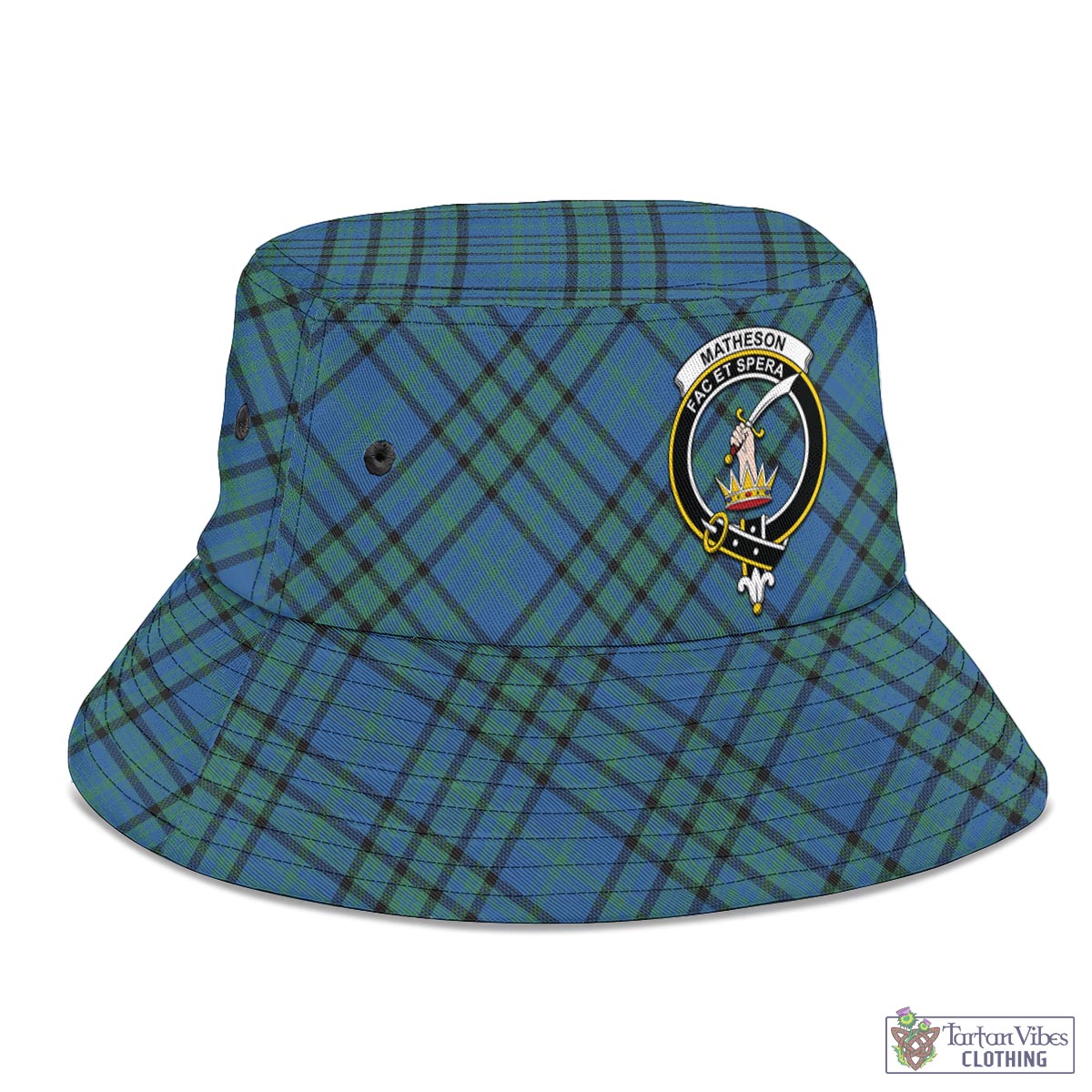 Tartan Vibes Clothing Matheson Hunting Ancient Tartan Bucket Hat with Family Crest