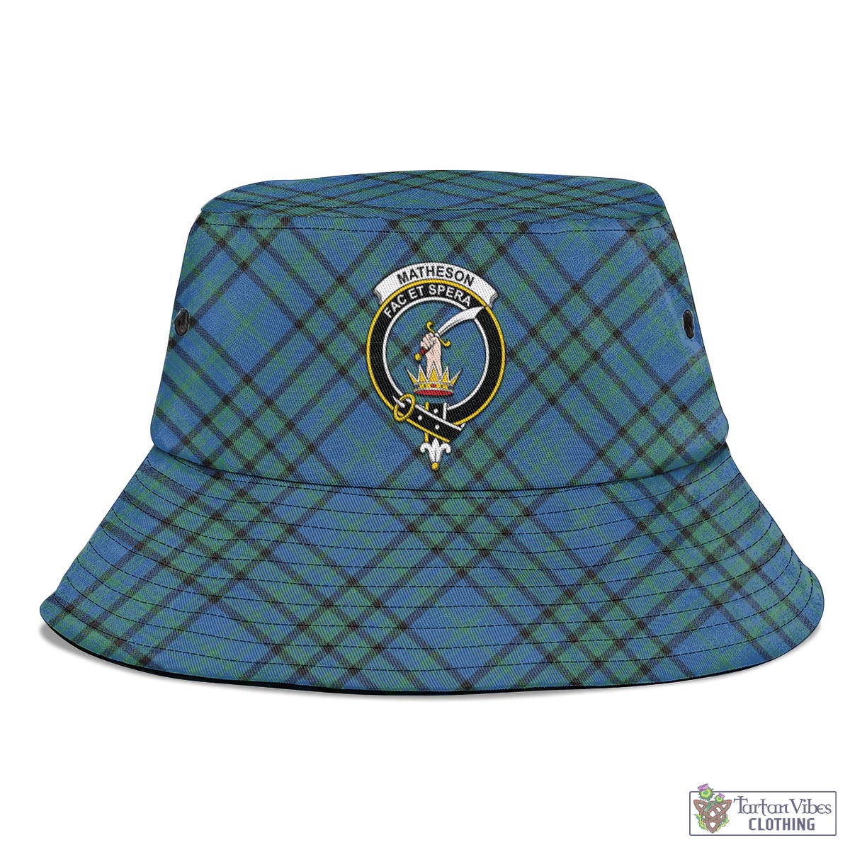 Tartan Vibes Clothing Matheson Hunting Ancient Tartan Bucket Hat with Family Crest