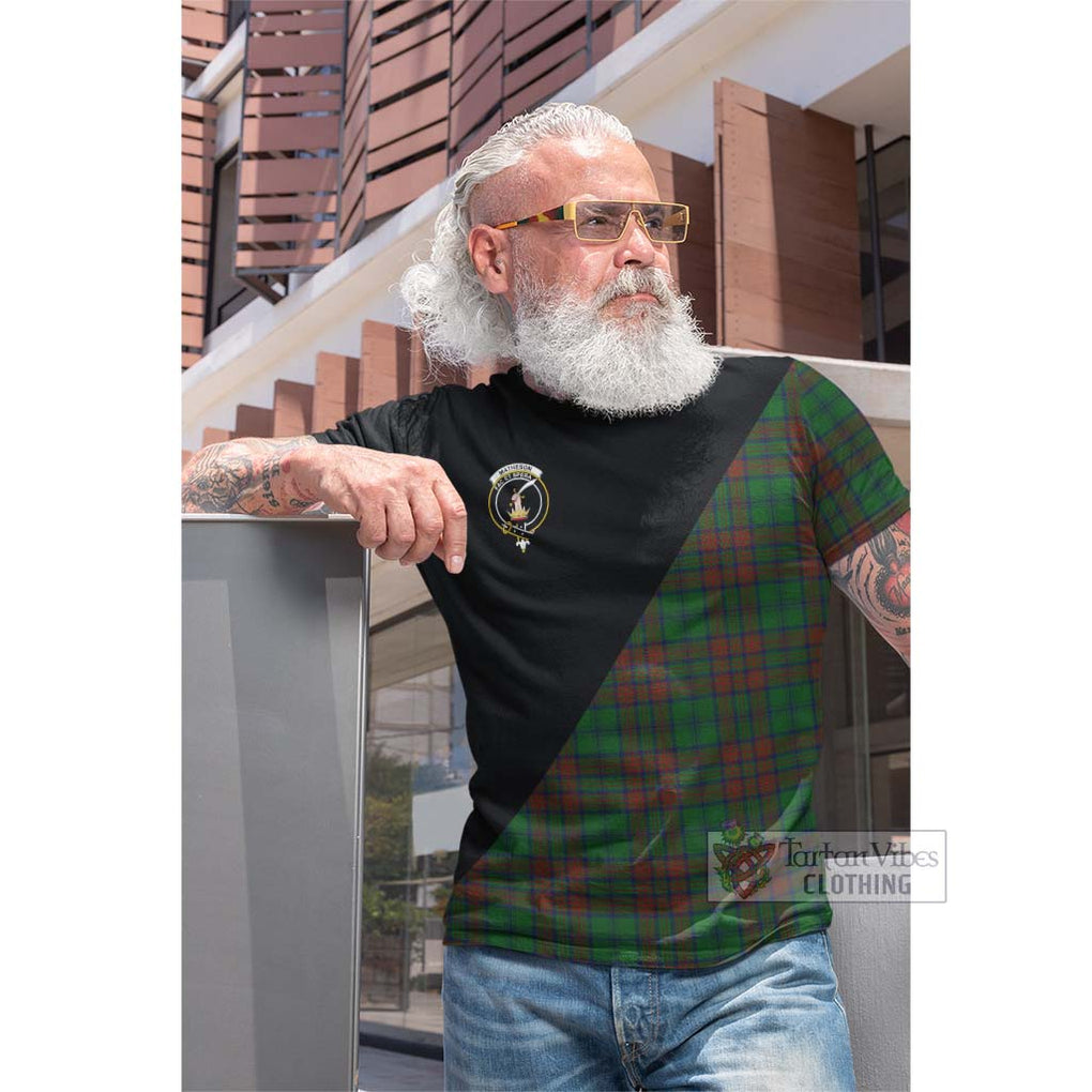 Tartan Vibes Clothing Matheson Hunting Highland Tartan Cotton T-shirt with Family Crest and Military Logo Style