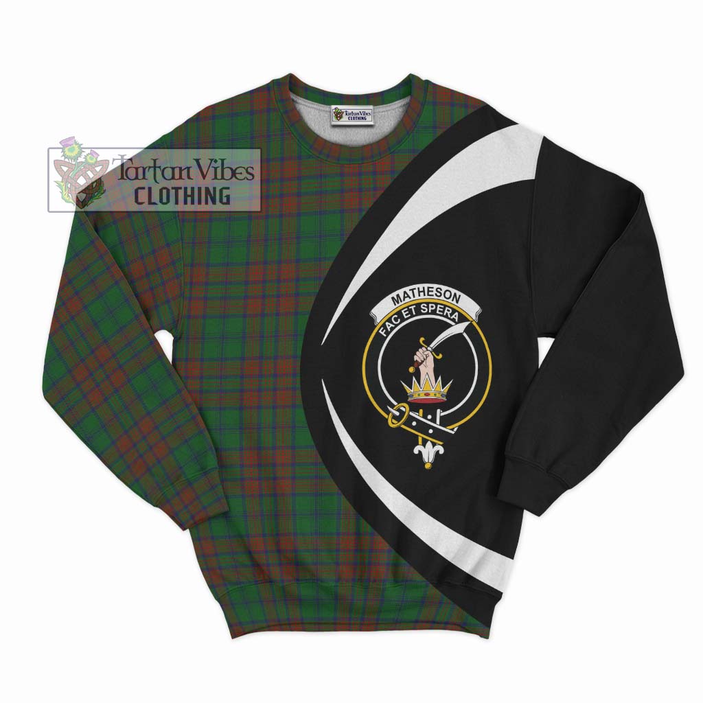 Matheson Hunting Highland Tartan Sweatshirt with Family Crest Circle Style Unisex - Tartan Vibes Clothing