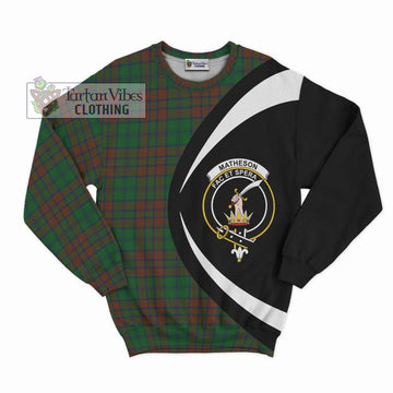 Matheson Hunting Highland Tartan Sweatshirt with Family Crest Circle Style