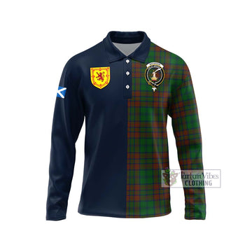 Matheson Hunting Highland Tartan Long Sleeve Polo Shirt Alba with Scottish Lion Royal Arm Half Style