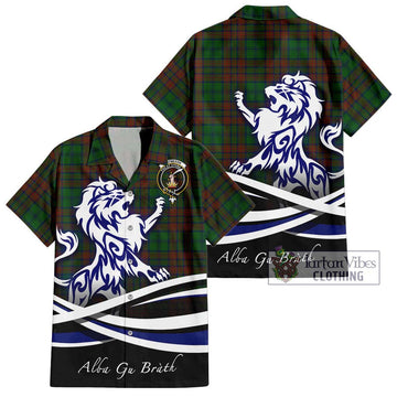 Matheson Hunting Highland Tartan Short Sleeve Button Shirt with Alba Gu Brath Regal Lion Emblem