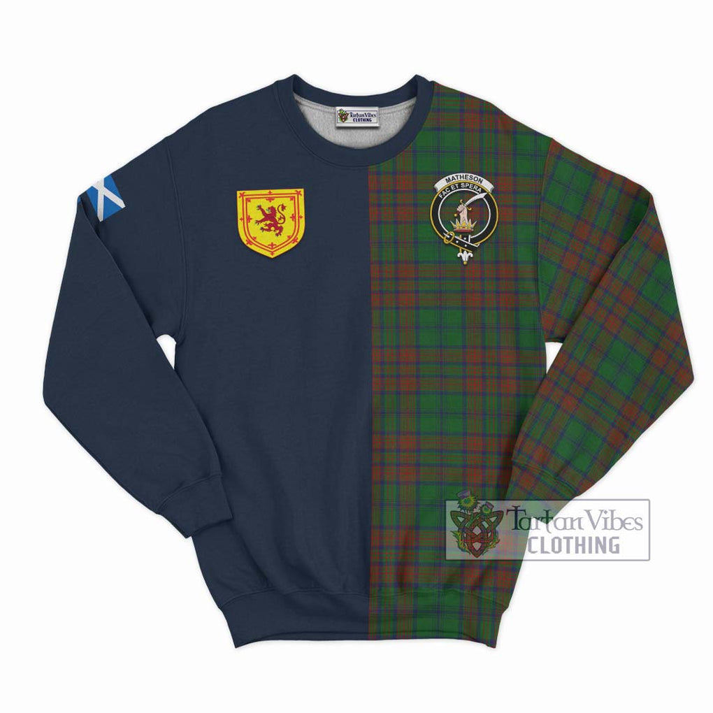 Tartan Vibes Clothing Matheson Hunting Highland Tartan Sweatshirt with Scottish Lion Royal Arm Half Style