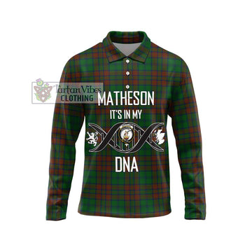 Matheson Hunting Highland Tartan Long Sleeve Polo Shirt with Family Crest DNA In Me Style