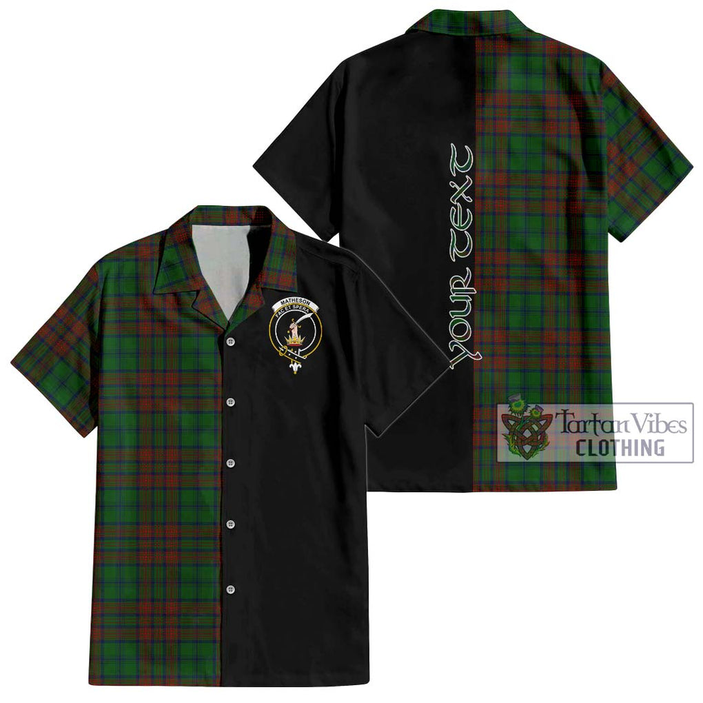 Matheson Hunting Highland Tartan Short Sleeve Button Shirt with Family Crest and Half Of Me Style Kid - Tartanvibesclothing Shop