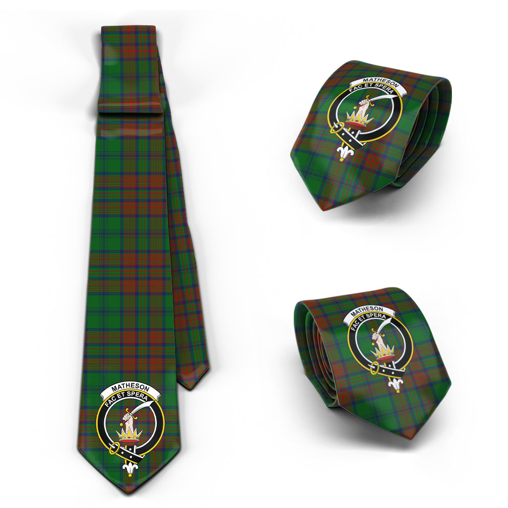 Matheson Hunting Highland Tartan Classic Necktie with Family Crest Necktie One Size - Tartan Vibes Clothing