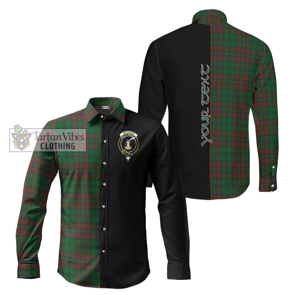 Tartan Vibes Clothing Matheson Hunting Highland Tartan Long Sleeve Button Shirt with Family Crest and Half Of Me Style