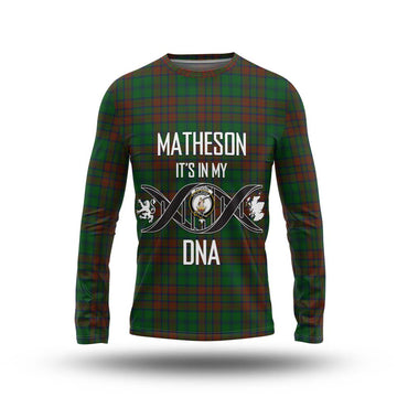 Matheson Hunting Highland Tartan Long Sleeve T-Shirt with Family Crest DNA In Me Style