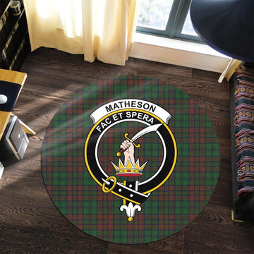 Matheson Hunting Highland Tartan Round Rug with Family Crest