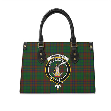 Matheson Hunting Highland Tartan Leather Bag with Family Crest