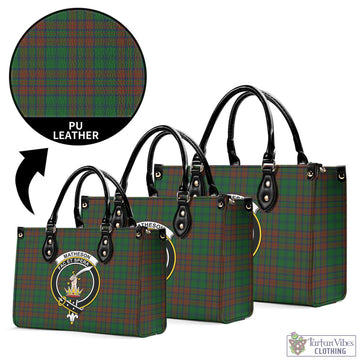 Matheson Hunting Highland Tartan Luxury Leather Handbags with Family Crest