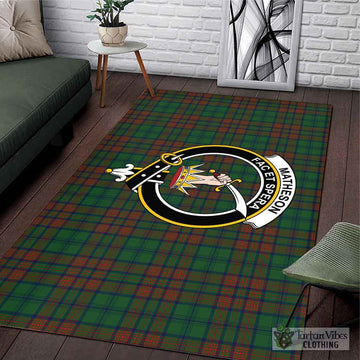 Matheson Hunting Highland Tartan Area Rug with Family Crest