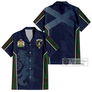 Matheson Hunting Highland Tartan Short Sleeve Button Shirt with Family Crest and Lion Rampant Vibes Sport Style