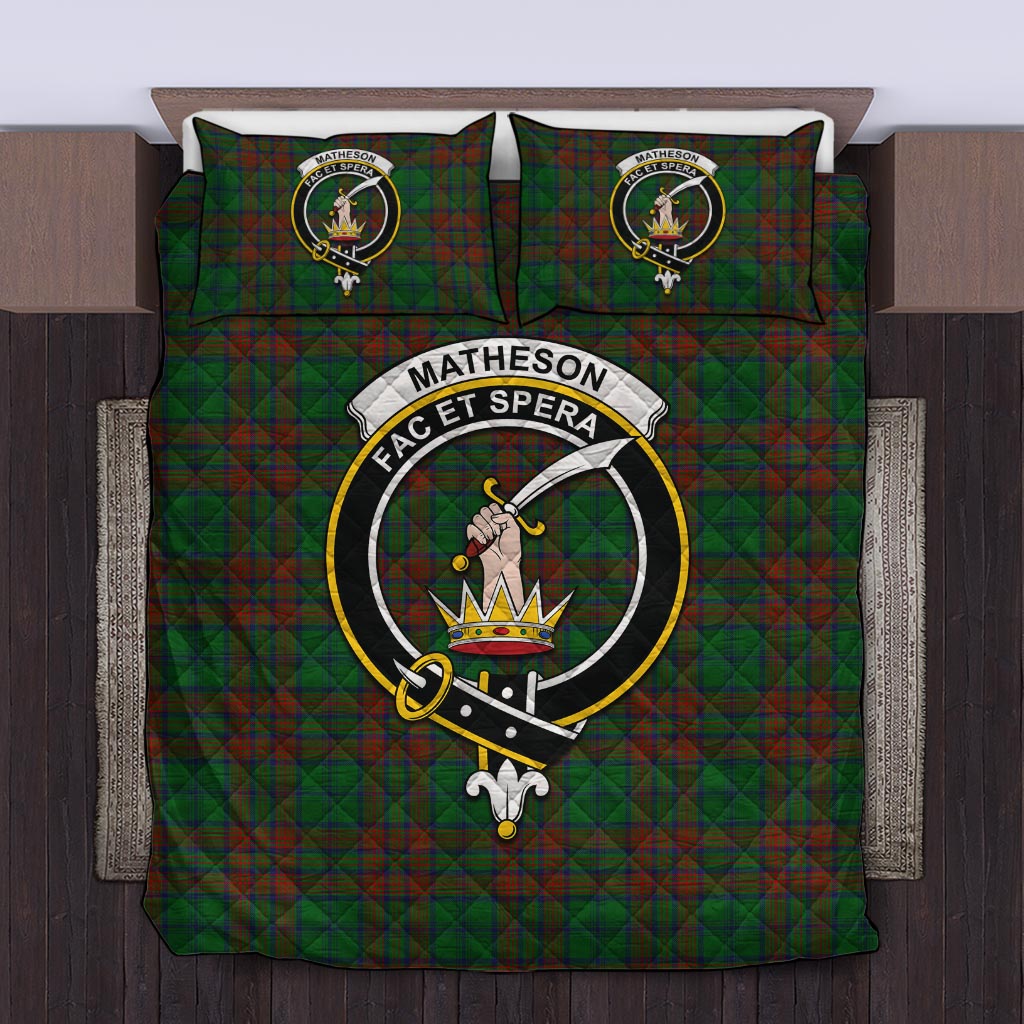 Matheson Hunting Highland Tartan Quilt Bed Set with Family Crest Twin - Tartan Vibes Clothing