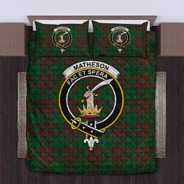 Matheson Hunting Highland Tartan Quilt Bed Set with Family Crest