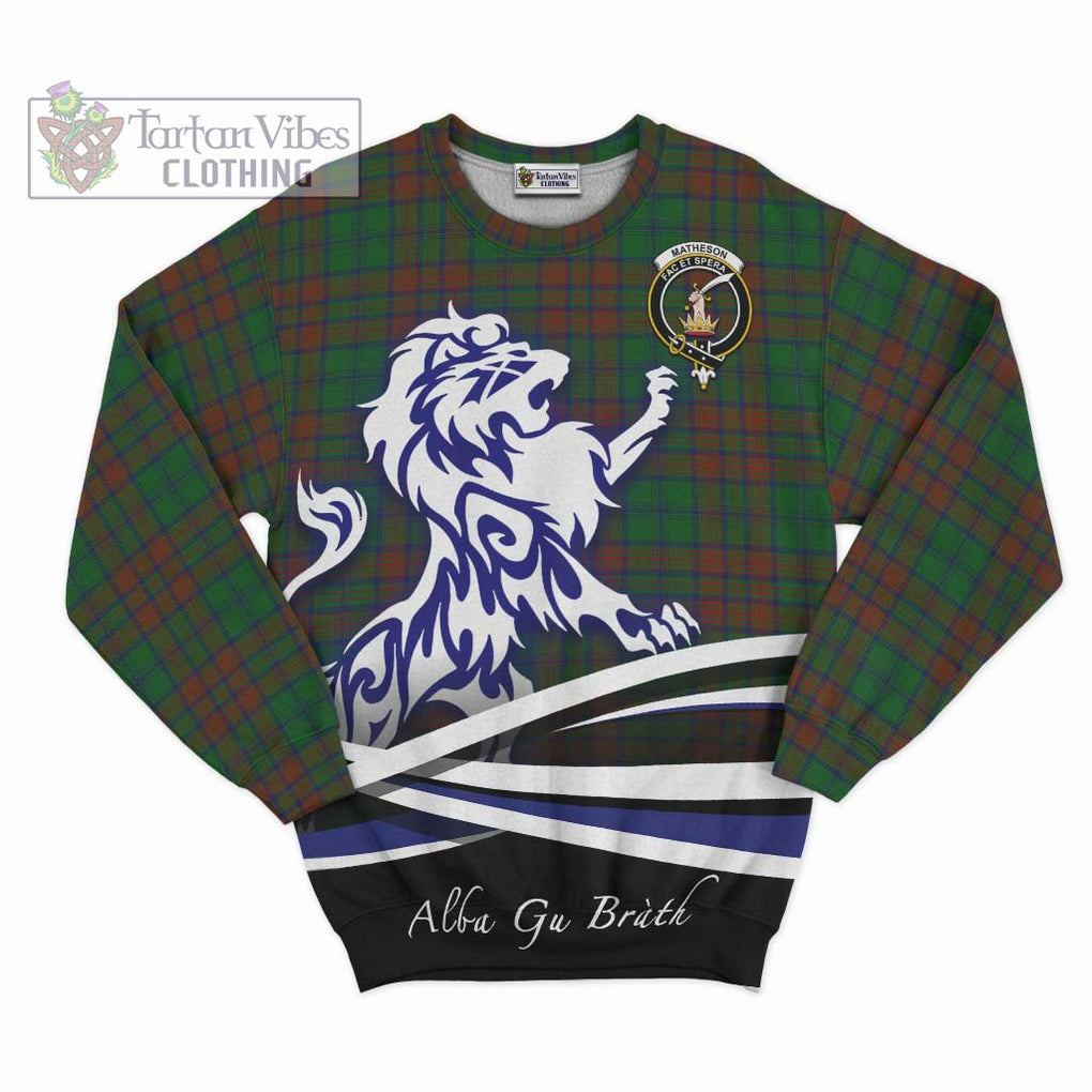 Matheson Hunting Highland Tartan Sweatshirt with Alba Gu Brath Regal Lion Emblem - Tartanvibesclothing Shop