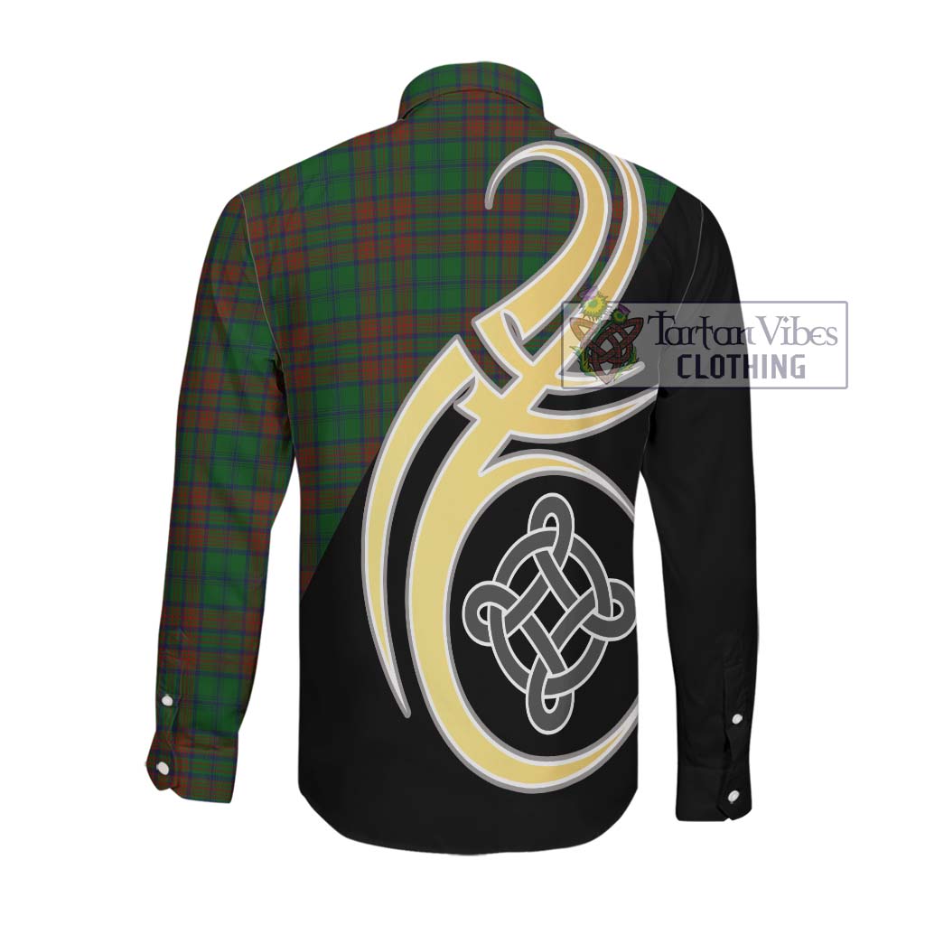 Tartan Vibes Clothing Matheson Hunting Highland Tartan Long Sleeve Button Shirt with Family Crest and Celtic Symbol Style