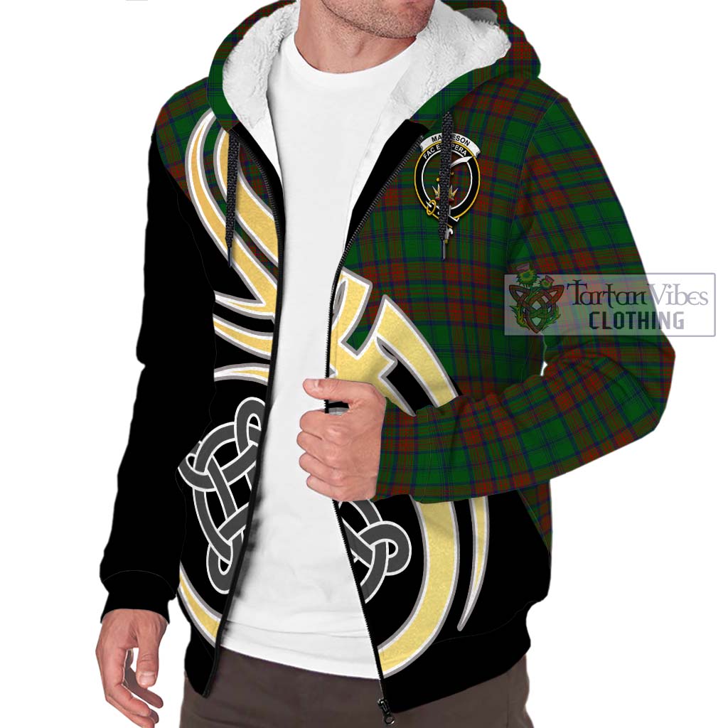 Matheson Hunting Highland Tartan Sherpa Hoodie with Family Crest and Celtic Symbol Style - Tartan Vibes Clothing