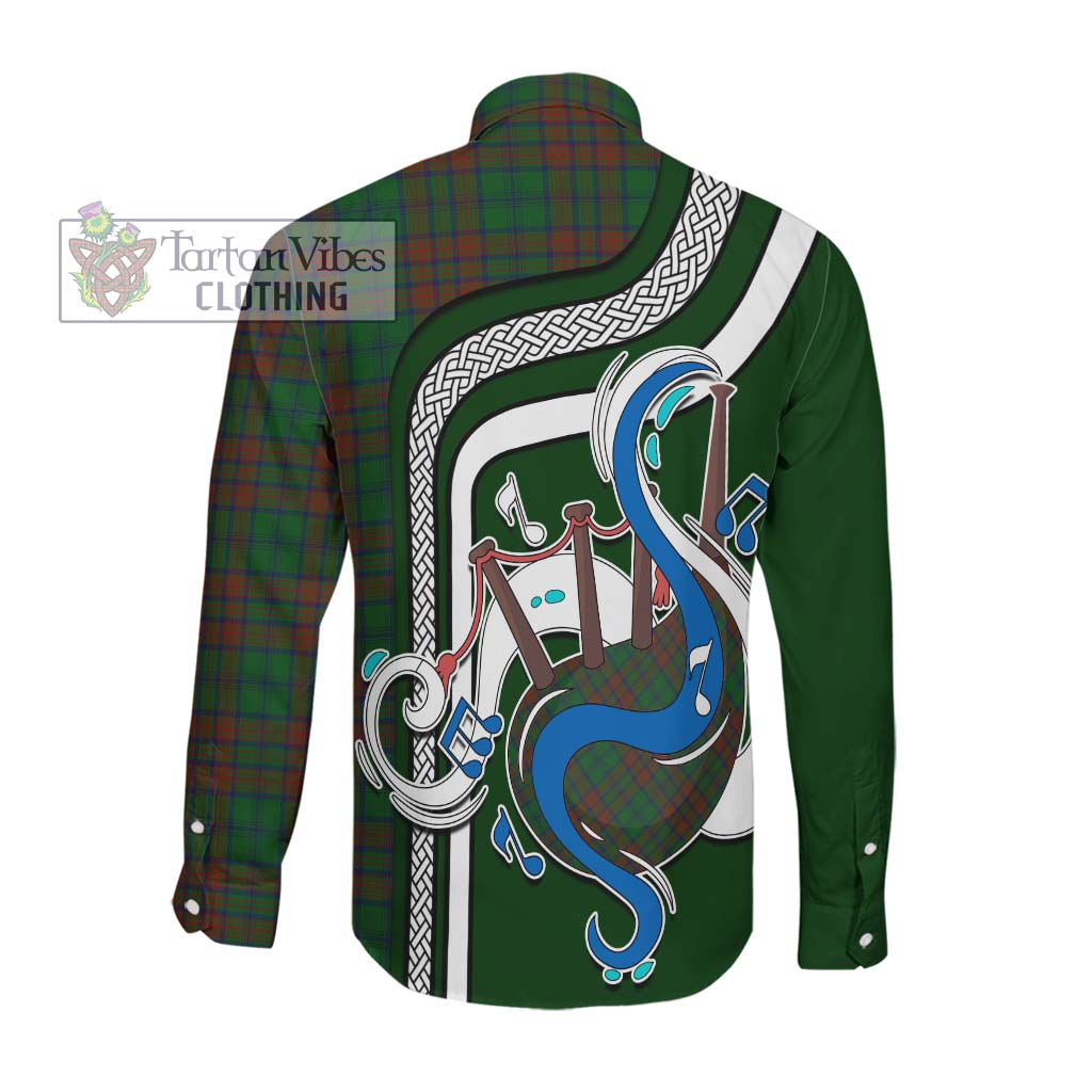 Tartan Vibes Clothing Matheson Hunting Highland Tartan Long Sleeve Button Shirt with Epic Bagpipe Style