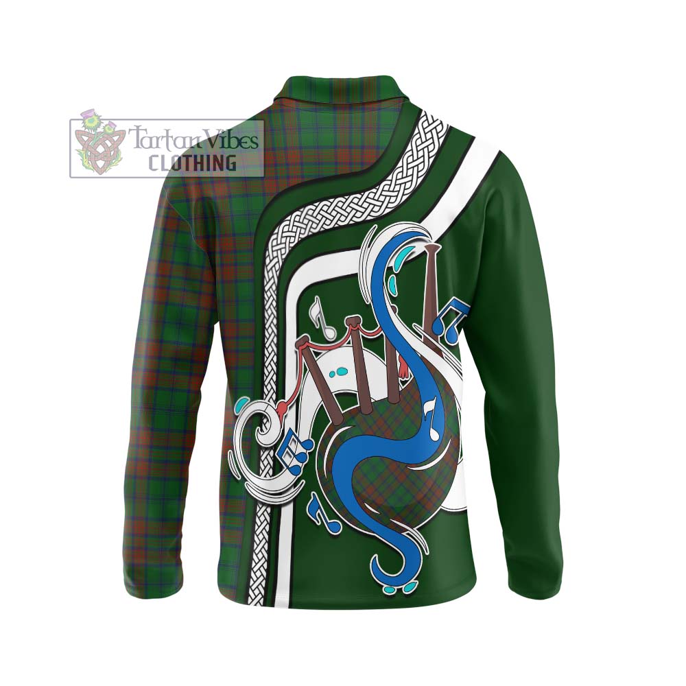 Tartan Vibes Clothing Matheson Hunting Highland Tartan Long Sleeve Polo Shirt with Epic Bagpipe Style