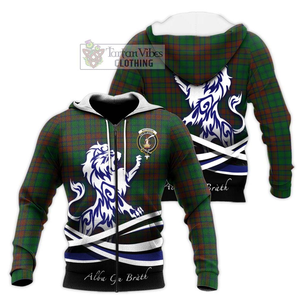 Matheson Hunting Highland Tartan Knitted Hoodie with Alba Gu Brath Regal Lion Emblem Unisex Knitted Zip Hoodie - Tartanvibesclothing Shop