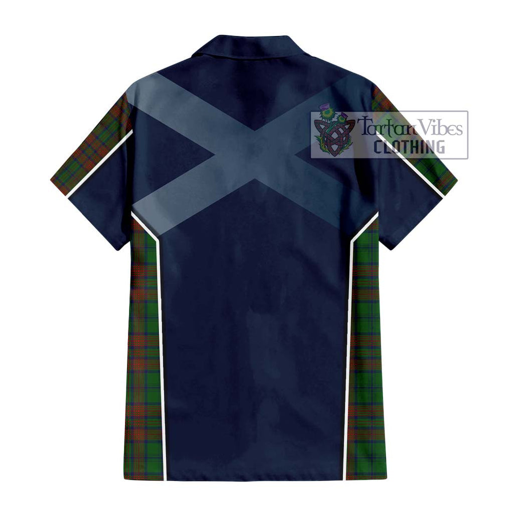 Matheson Hunting Highland Tartan Short Sleeve Button Shirt with Family Crest and Lion Rampant Vibes Sport Style - Tartan Vibes Clothing