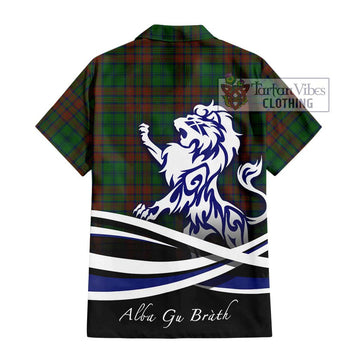 Matheson Hunting Highland Tartan Short Sleeve Button Shirt with Alba Gu Brath Regal Lion Emblem