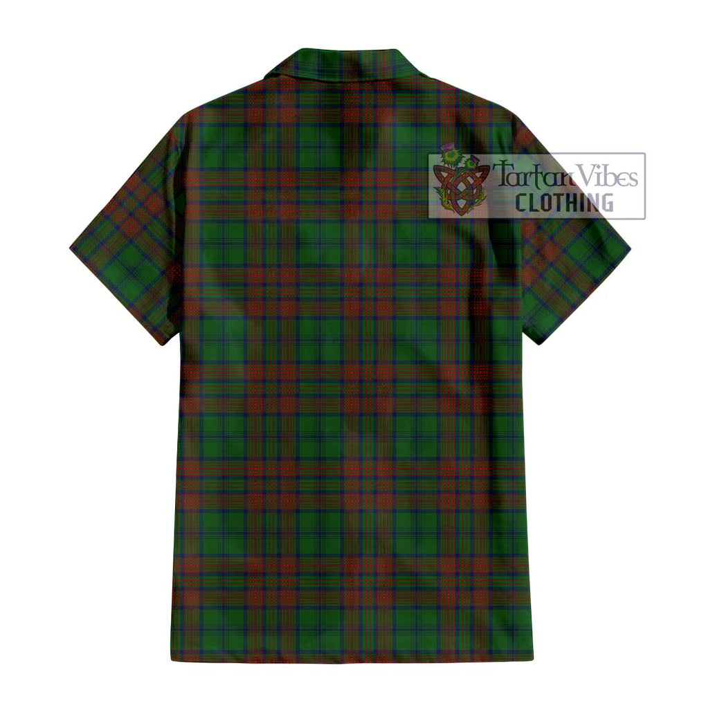 Matheson Hunting Highland Tartan Short Sleeve Button Shirt with Family Crest DNA In Me Style - Tartanvibesclothing Shop