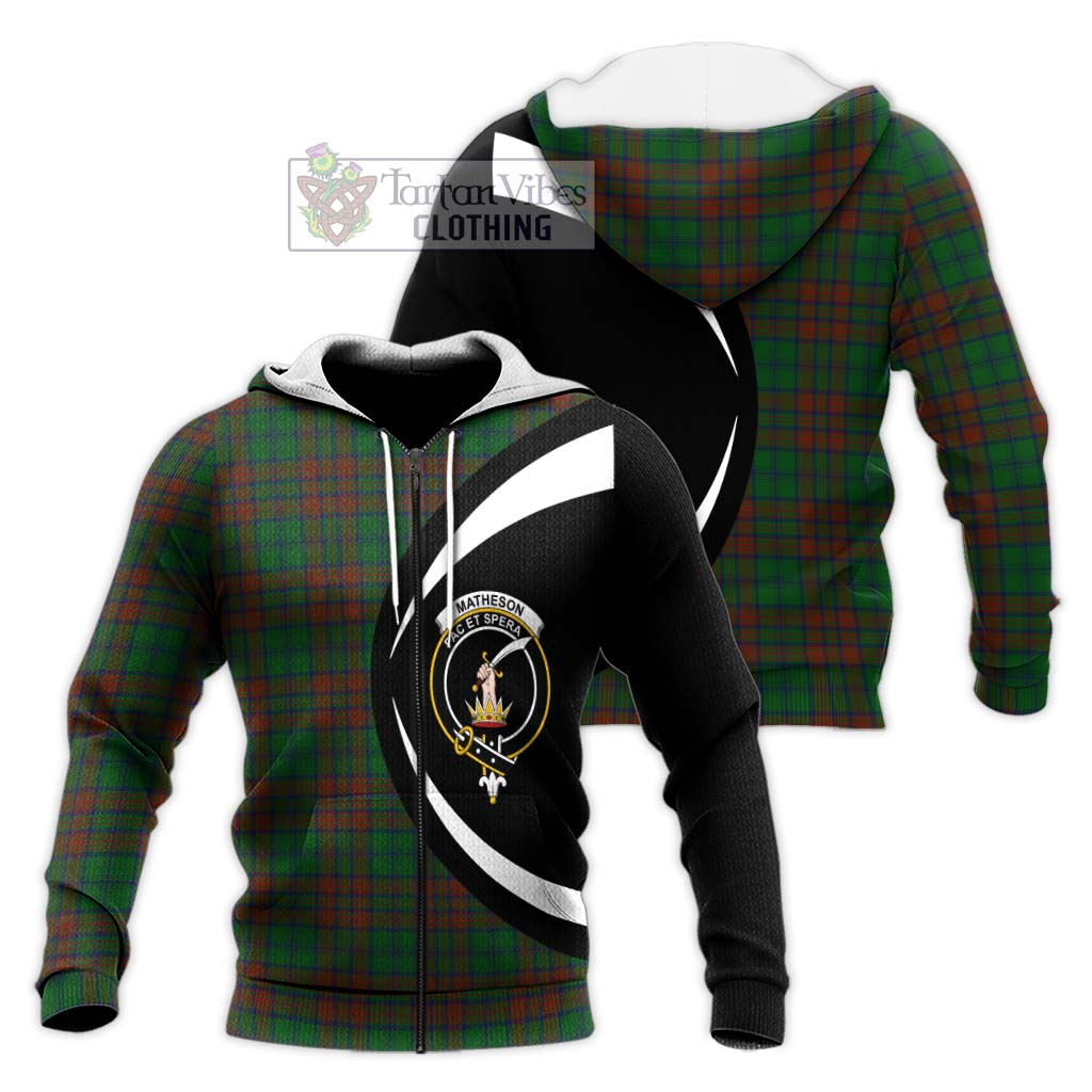 Matheson Hunting Highland Tartan Knitted Hoodie with Family Crest Circle Style Unisex Knitted Zip Hoodie - Tartan Vibes Clothing