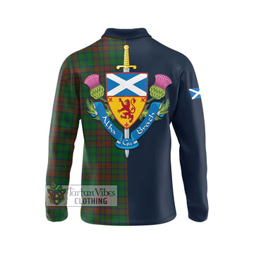 Matheson Hunting Highland Tartan Long Sleeve Polo Shirt Alba with Scottish Lion Royal Arm Half Style